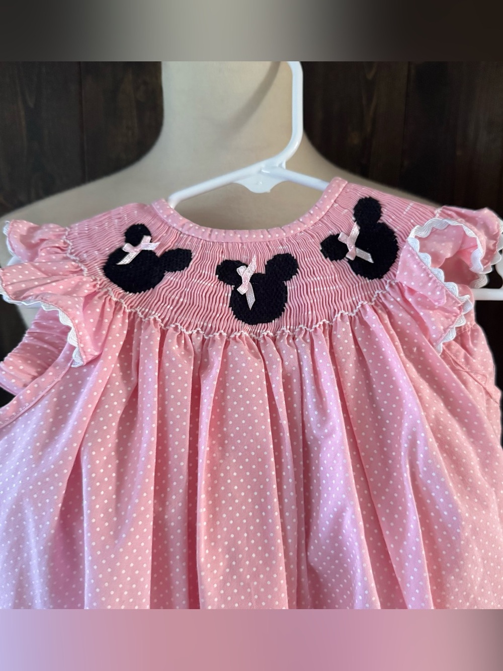 Girls Smock Candy Minnie Mouse 2 Pc Shirt & Shorts Set 3T Pink Polka Dot